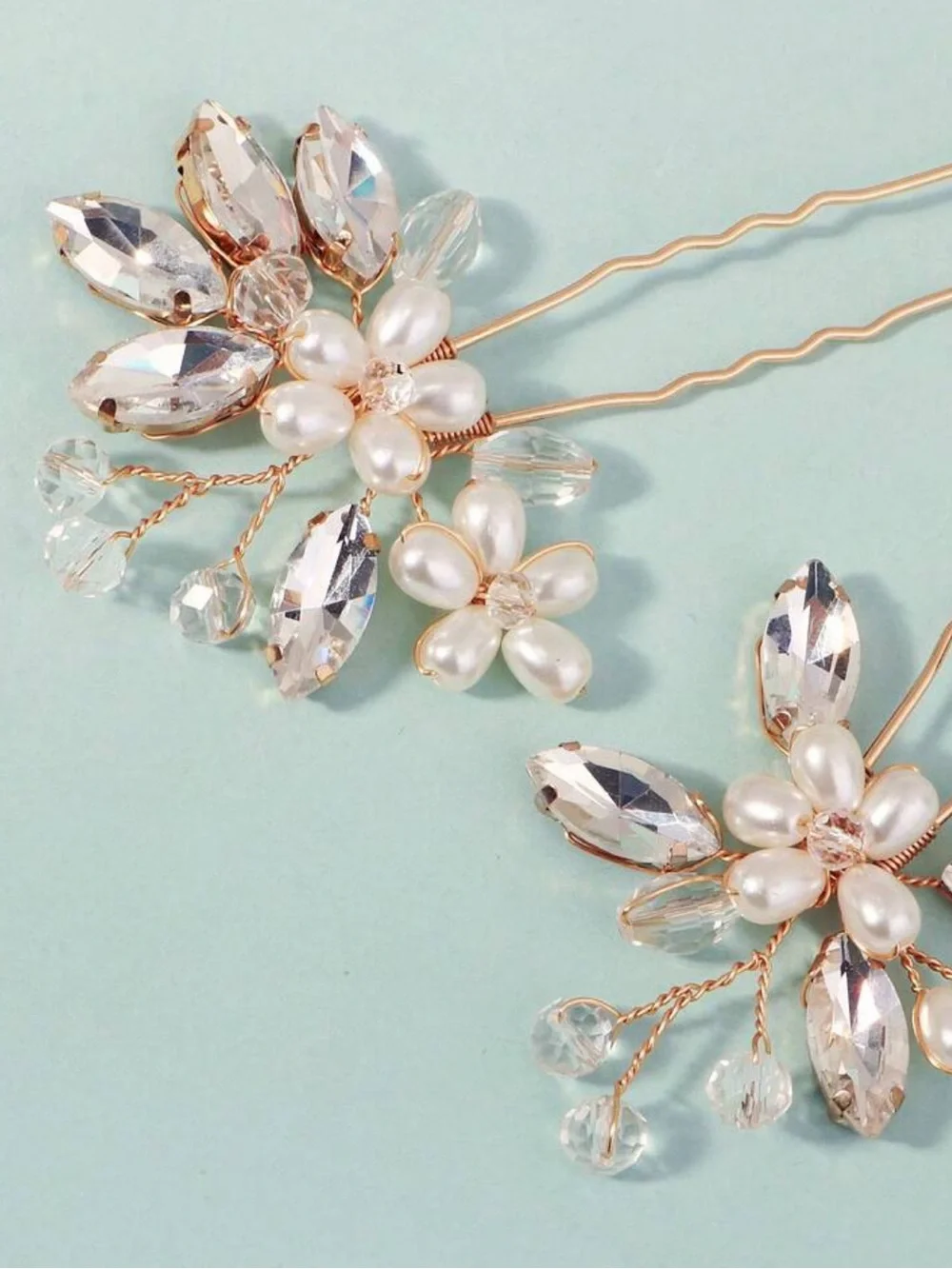 Gold Pearl & Crystal Bridal Hair Comb
